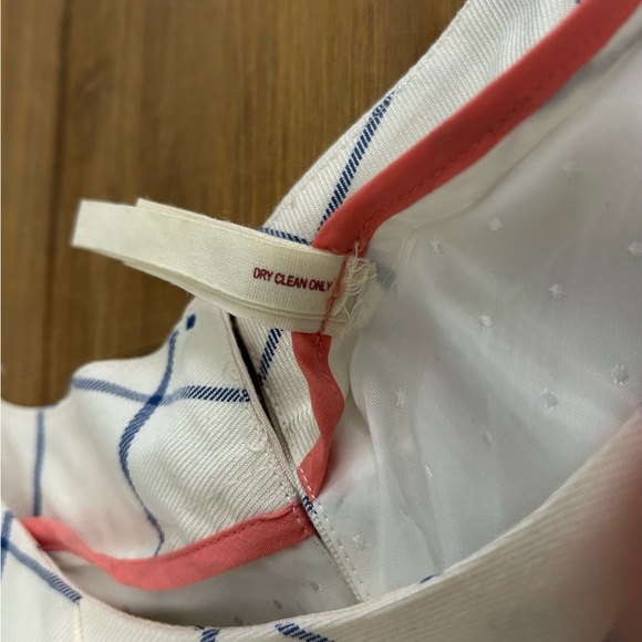 Anthropologie Maeve Off White & Blue Grid Mini Pinafore School Girl Dress Sz 4 - Picture 8 of 13